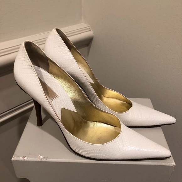 Michael Kors Shoes - Michael Kors white python size 10 heels